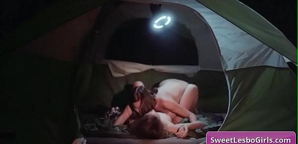 Sexy big tit lesbian horny babes Gianna Dior, Shyla Jennings lick and eat pussy in e tent in the forest